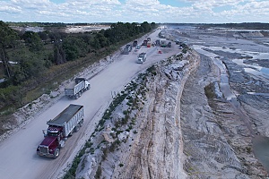 trucks coming and leaving the site delivering product