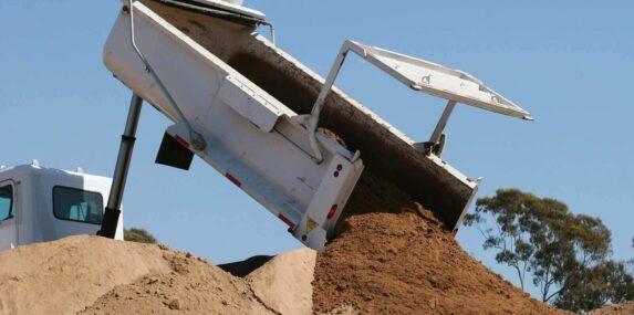 truck taking a dump