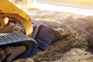 machine during landscaping project