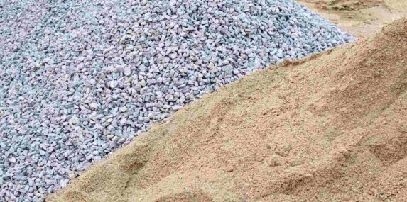 piles sand and gravel for construction