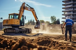 industrial excavators digging rocks And loading them Into truck