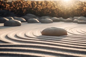 meditation rock garden zen buddhism with landscaping sand