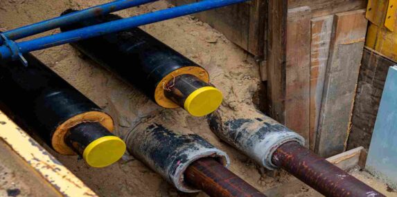 Utility Pipes in A Deep Trench Filled with Fill Dirt in Fort Myers, FL