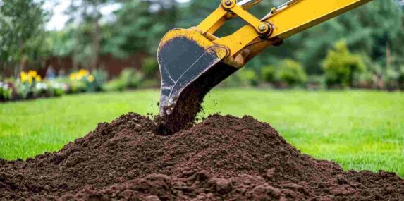 Excavator Digging into Fill Dirt in Punta Gorda, FL Park