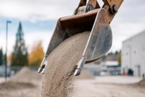 Excavator Pouring Dirt at Contruction Site