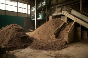Large Piles of Fill Dirt with Machinery at Supplier Place