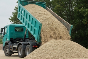 Dump Truck Unloading Aggregate on Florida Construction Site