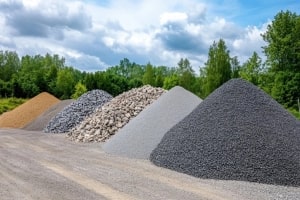 Large Piles of Different Types of Aggregates at Supplier