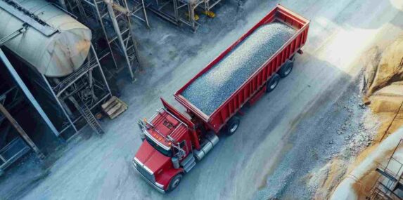 Dump Truck Transporting Aggregate Sand in Lakeland, FL