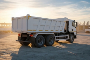 Dump Truck on A Construction Site for White Sand Delivery