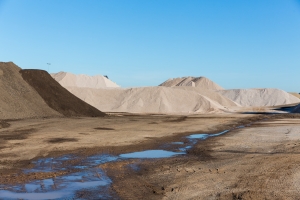 White and Regular Sand Piles on A Construction Site