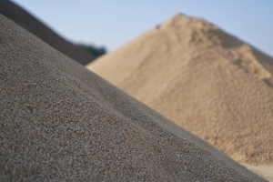 Aggregate Sand Piles Stacked at Construction Site