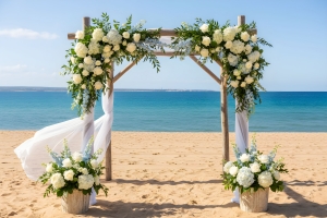 Beautiful Wedding Arch Over Sand on A Beach