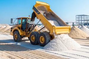 Dump Truck Unloading Beach Wedding Sand on Site