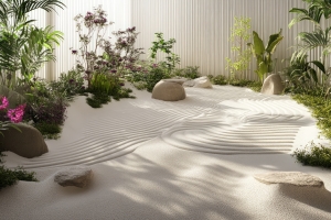 Native Florida Plants Paired with White Sand in A Garden