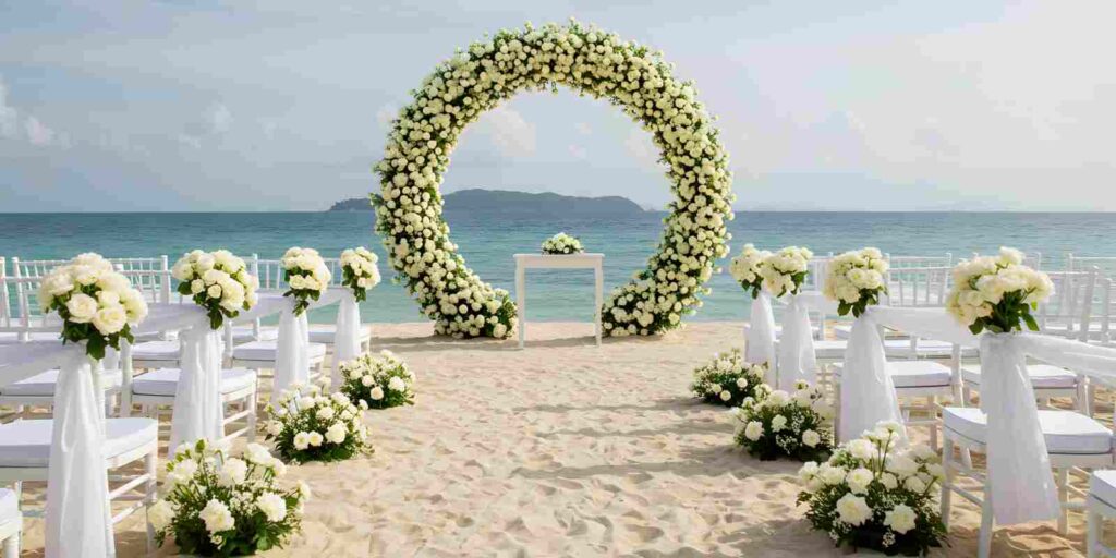 Outdoor Wedding Eetup on A Sandy Beach