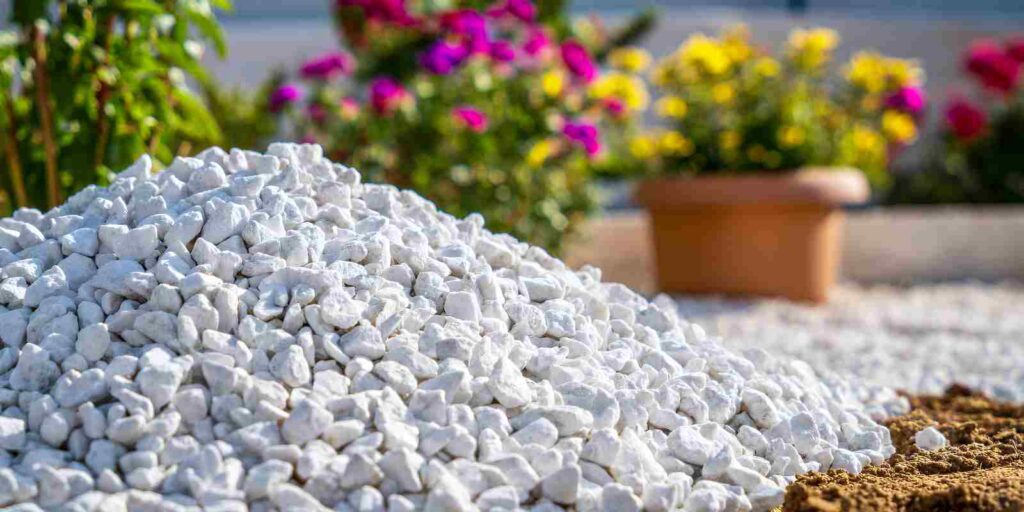 Pile of White Gravel for Landscaping Path