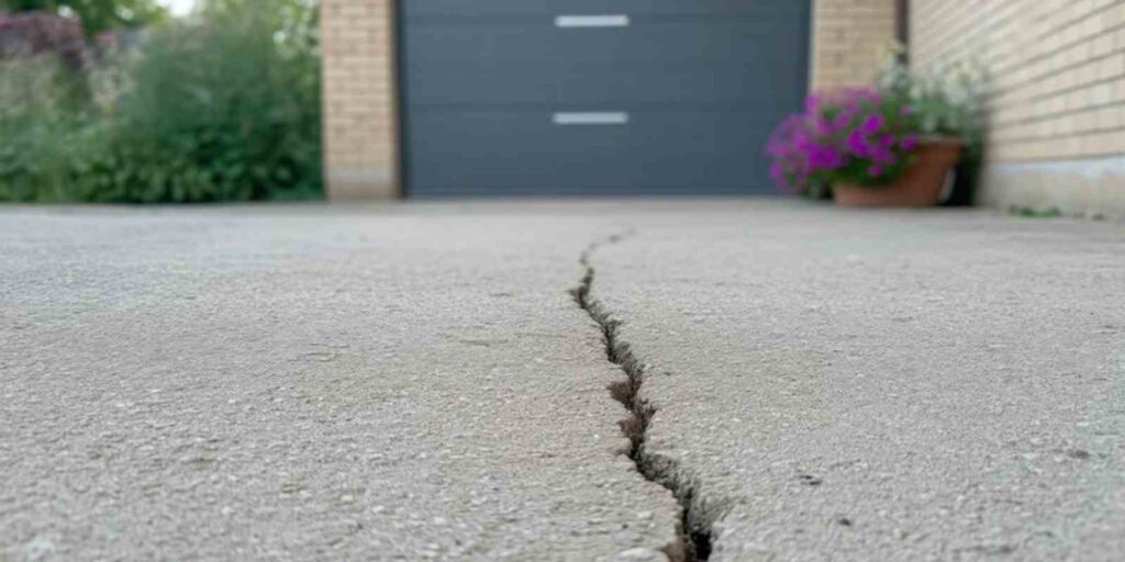 Concrete Crack in Driveway Due to Low-Quality Aggregates