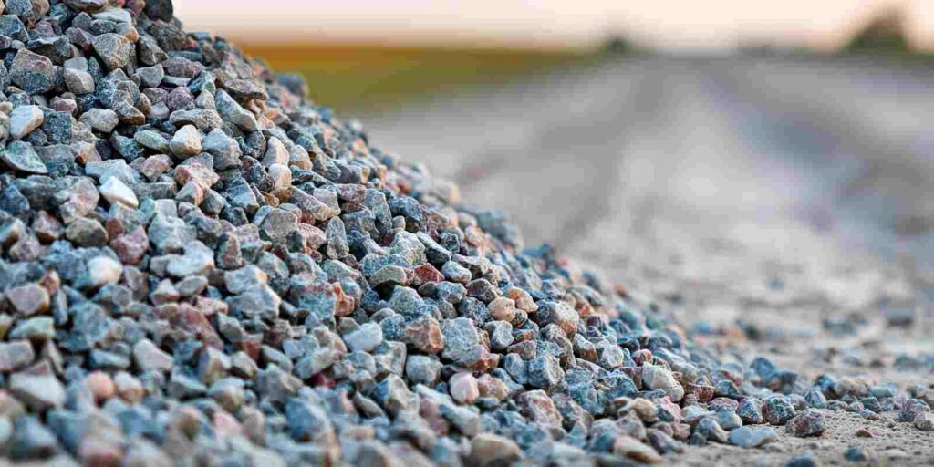 Crushed Stone Pile for Industrial Driveways and Paths