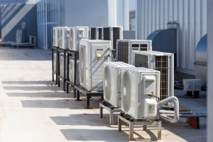 Outdoor AC Units Installed on Commercial Building Rooftop